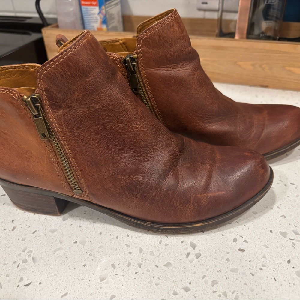 Lucky Brand Tan Leather Ankle Booties , Size 7M (EU 37.5) - Picture 8 of 11